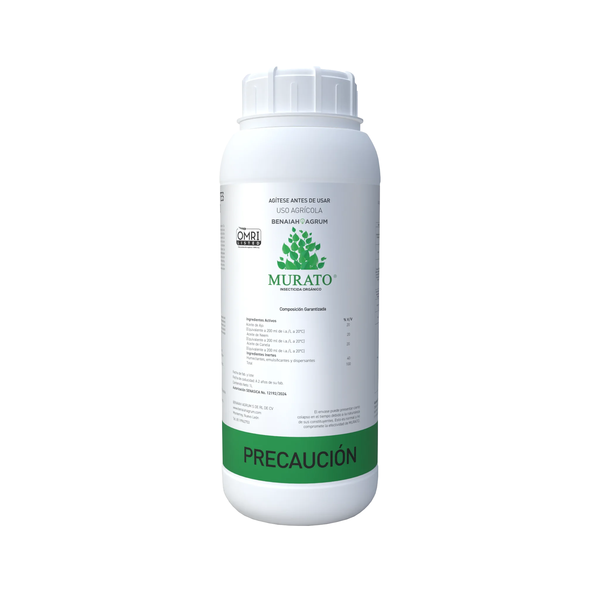 Murato presentación de 1 litro. Insecticida orgánico agrícola.